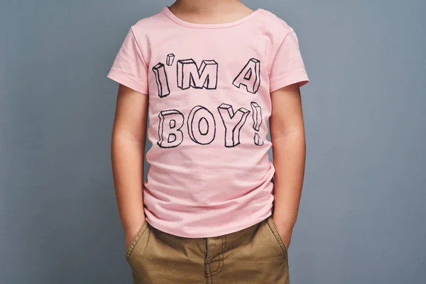 Fashion Makes Statement Studio Shot Boy Wearing Shirt Boy Printed — Foto Stock