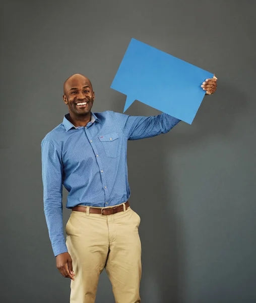 Smiling African American Male Voter Holding Copyspace Board Sign Public —  Fotos de Stock