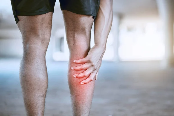 Sports Man Hand Leg Injury While Training Exercise Workout Red — Stockfoto