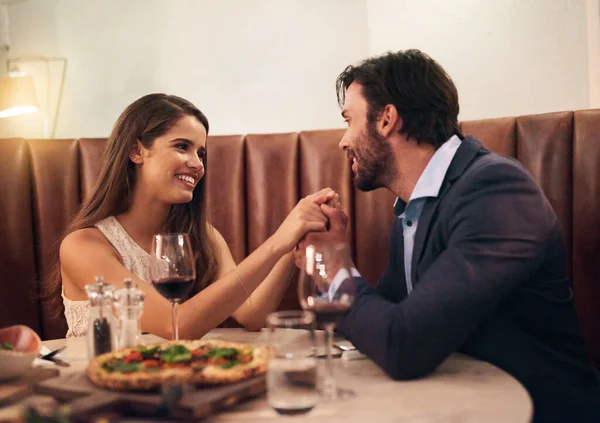 Think Found One Happy Young Couple Enjoying Romantic Dinner Date — Photo