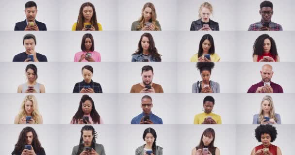 Άνθρωποι Στα Μέσα Κοινωνικής Δικτύωσης Κινητό Τηλέφωνο Έκπληξη Στην Online — Αρχείο Βίντεο