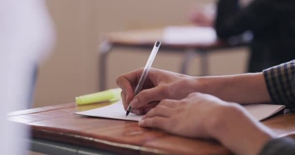 Student Hands Writing Learning Classroom Book Notebook Test Exam School — Vídeos de Stock