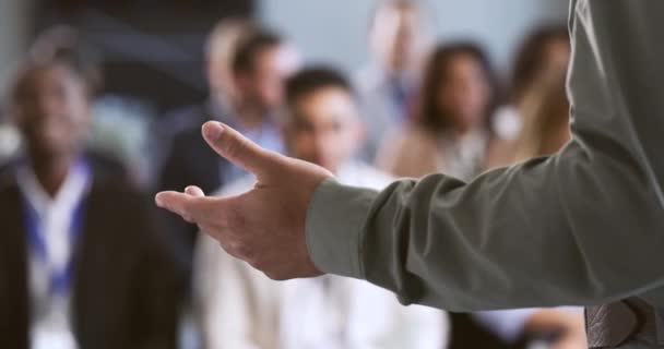 Conference Presentation Workshop Audience Business People Learning New Growth Strategy — Stock video