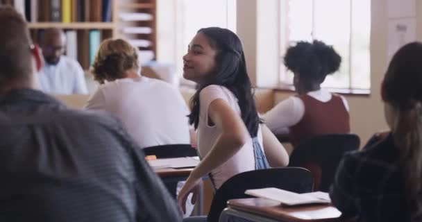 Learning Education Teen Student High School Classroom Students Exam Portrait — Stockvideo