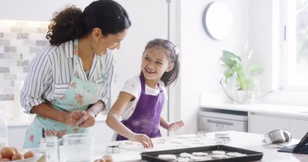 Baking Cooking Learning Chef Girl Kitchen Making Cake Cookies Biscuits — Stockvideo