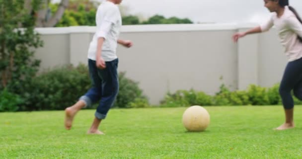 Happy Soccer Sport Playing Kids Child Friends Boy Girl Family — Wideo stockowe