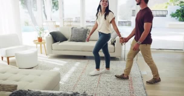 Couple Living Room House Love Support Shopping Property Happy Moving — Stockvideo