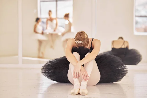 Ballet Depression Sad Ballerina Girl Theatre Practice Dance Rehearsal Performance — Stock fotografie