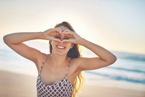 Have Nothing Love Summer Young Woman Enjoying Her Day Beach — Fotografia de Stock