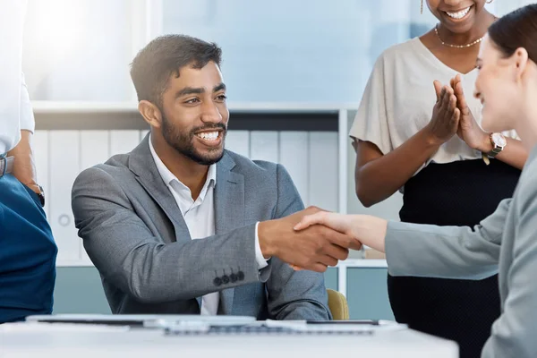 Collaboration Teamwork Motivation Handshake Business Partner Meeting Greeting Corporate Office — Stockfoto