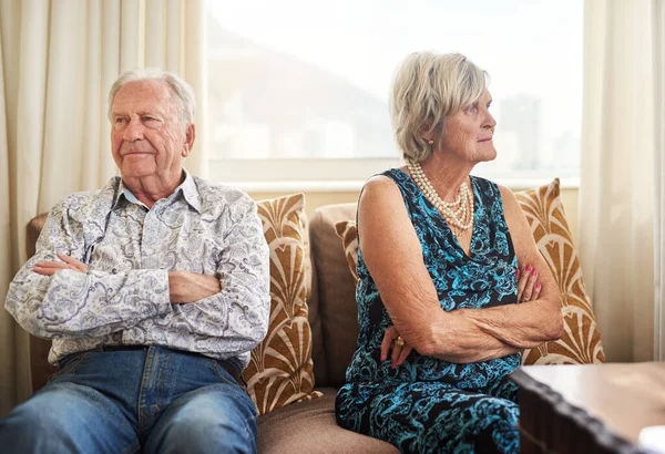 Every Marriage Has Challenging Moments Senior Couple Having Argument Home — Foto de Stock