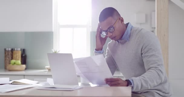 Tax Debt Compliance Business Man Remote Working Home Stress Anxiety — Stock videók