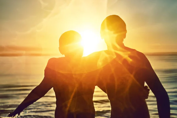 Everything Better Buddy Silhouette Shot Two Young Boys Standing Together — Foto Stock
