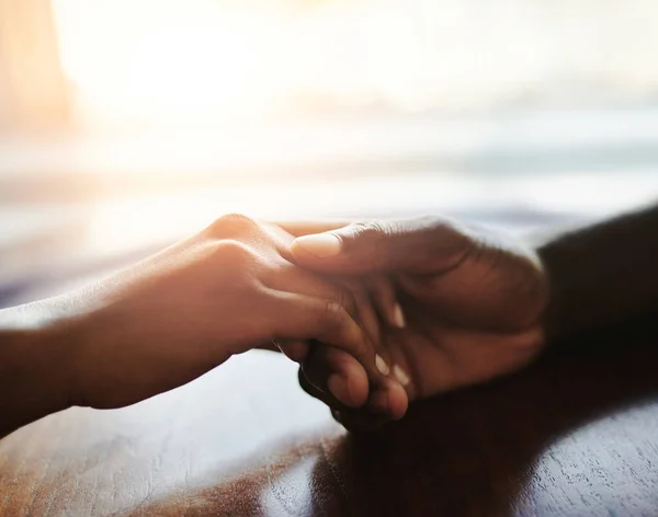 Making Personal Connection Closeup Shot Two People Holding Hands Comfort — Fotografia de Stock