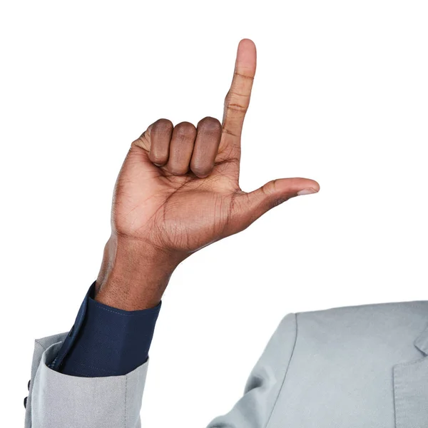 Let Your Fingers Talking Cropped Studio Shot Businessman Showing Number — Fotografia de Stock