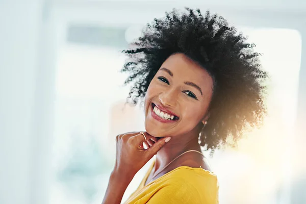 Cherish Weekends Cropped Portrait Attractive Young Woman Chilling Home Weekend — Stockfoto