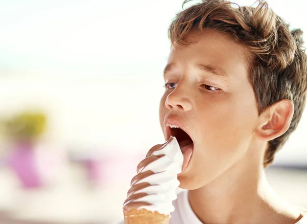 Why Scream You Can Have Ice Cream Cheerful Little Boy — Foto Stock