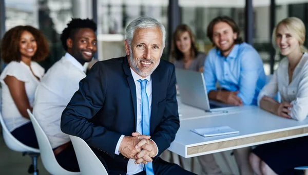 Productivity Facilitated Expert Himself Portrait Team Professionals Having Meeting Boardroom — Fotografia de Stock