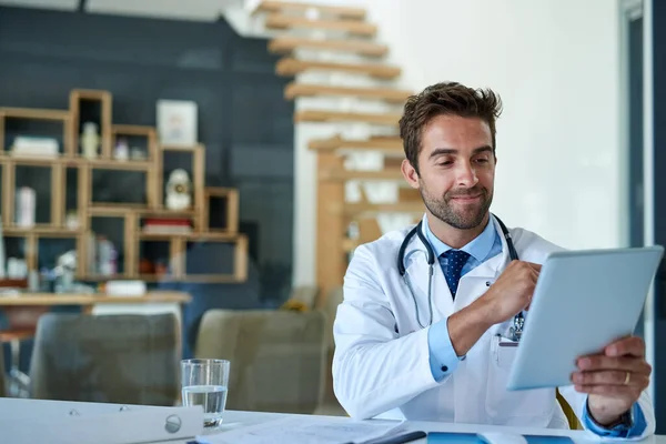 Its Handy Tool Store All His Medical Records Young Doctor — Foto Stock
