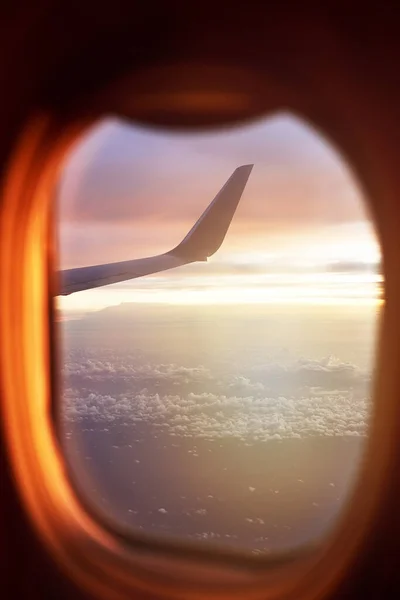 Soaring Air Silver Wings View Airplane Window — Stockfoto