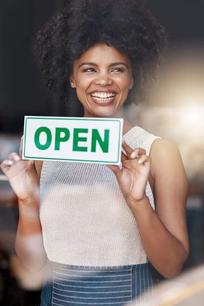 Its Moment Shes Been Working Smiling Young Business Owner Holding — Stockfoto