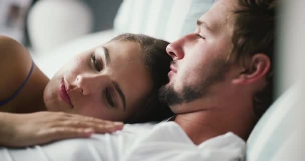 Love Relax Couple Bed Happy Intimate Bedroom Home Together Affection — Wideo stockowe