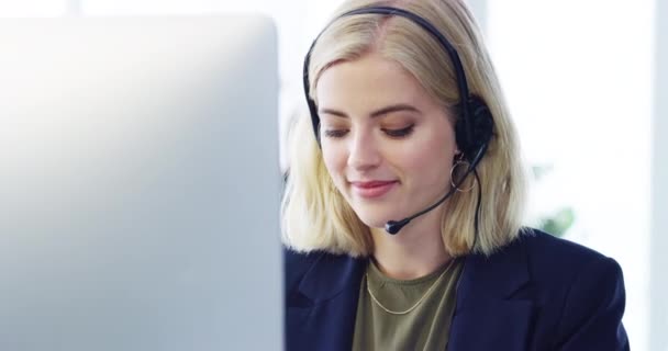Contact Call Center Customer Service Woman Working Sales Telemarketing Crm — Αρχείο Βίντεο
