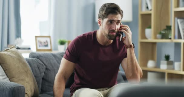 Phone Sad Communication Man Talking Call Feeling Stress Angry Frustrated — Vídeos de Stock