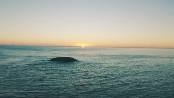 Ocean Sea Waves Texture Sunset Sunrise Sky Background Mockup Drone — Stock video