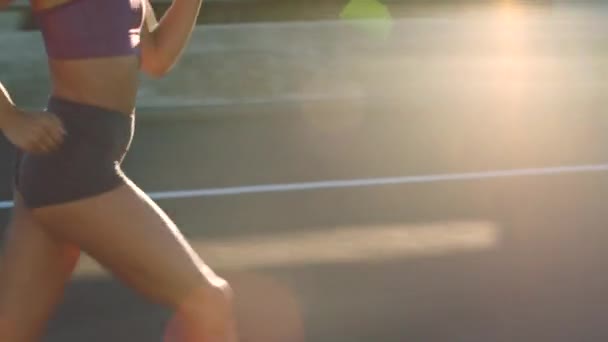 Motivation Energy Exercise Athletic Woman Running Street Morning Cardio Workout — Wideo stockowe