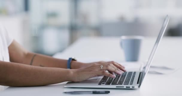 Business Hands Typing Email Laptop Person Working Online Website Designer — Vídeos de Stock
