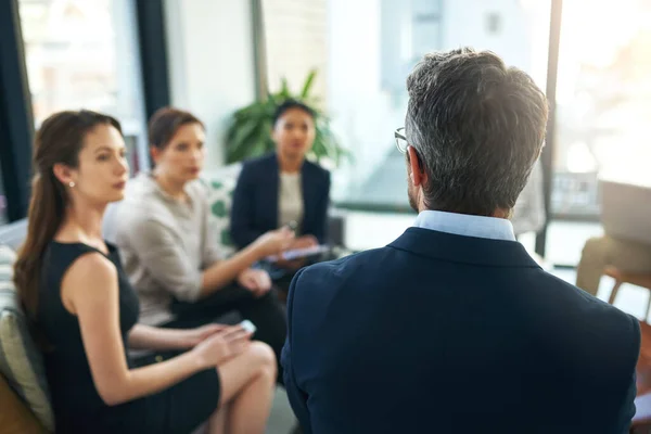 Has Eveyones Attention Meeting Group Businesspeople Listening Manager Meeting — Foto Stock