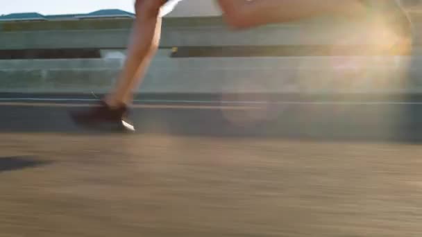 Runner Fitness Woman Road Running Urban City Training Workout Exercise — Αρχείο Βίντεο