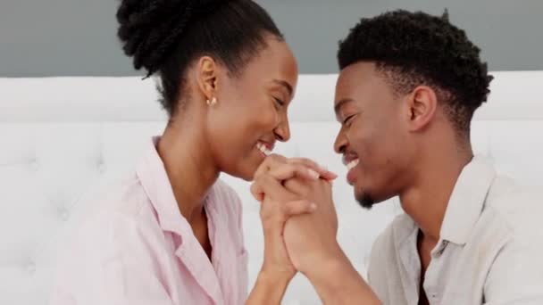 Black Couple Love Hands Trust Support Hope Home Bedroom Honeymoon — стоковое видео