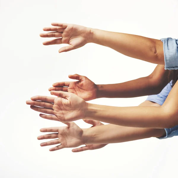 Let Your Hands Talking Studio Shot Group Unrecognizable Peoples Outstretched — Foto Stock