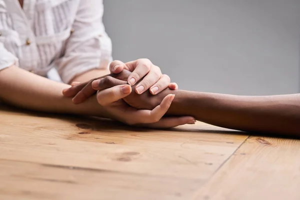 Always Here You Two People Holding Hands Comfort Table — Foto Stock