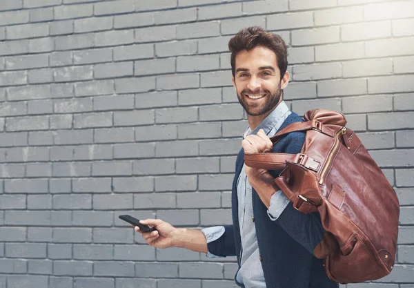 Just Bagged Another Deal Portrait Stylishly Dressed Businessman Outdoors — 스톡 사진