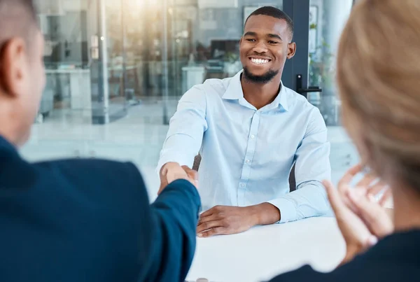 Shaking Hands Interview Business People Give Handshake Hiring New Company — Stockfoto