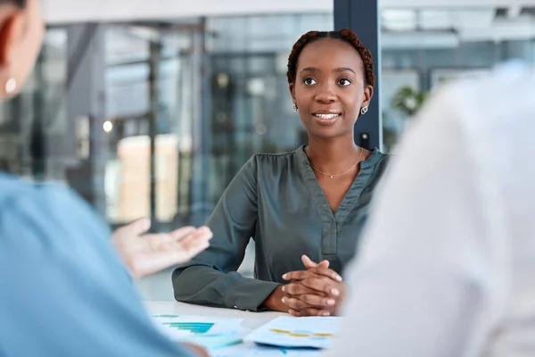Black Woman Business Meeting Planning Teamwork Collaboration Strategy Reports Startup — Stockfoto
