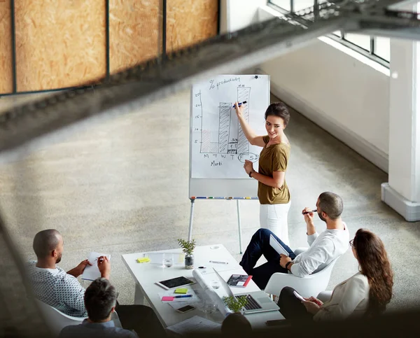 Theyre Hanging Her Every Word High Angle Shot Group Businesspeople — 图库照片