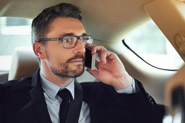 Sure Can Set Meeting Later Today Businessman Using His Cellphone — Fotografia de Stock