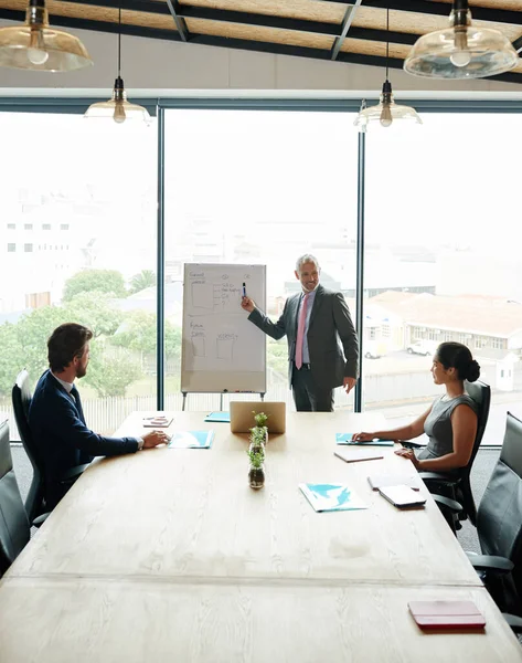 Developing new strategies. a group of executives having a meeting in a boardroom