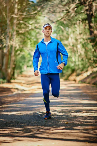 Running Way Life Young Man Running Trail — Stockfoto