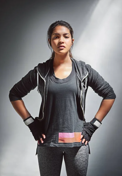 Focused Her Fitness Goals Portrait Fit Young Woman Sports Clothing — ストック写真