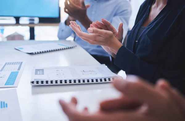 Clapping Teamwork Training Workshop Presentation Business Conference Office Tradeshow Zoom — Stok fotoğraf