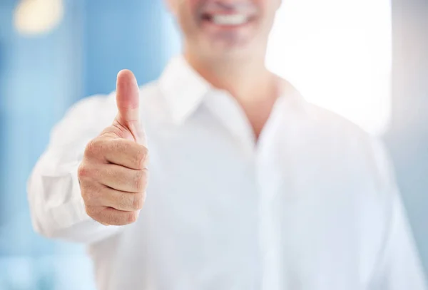 Thumbs Thank You Yes Happy Smile Winner Sign Professional Businessman — стоковое фото