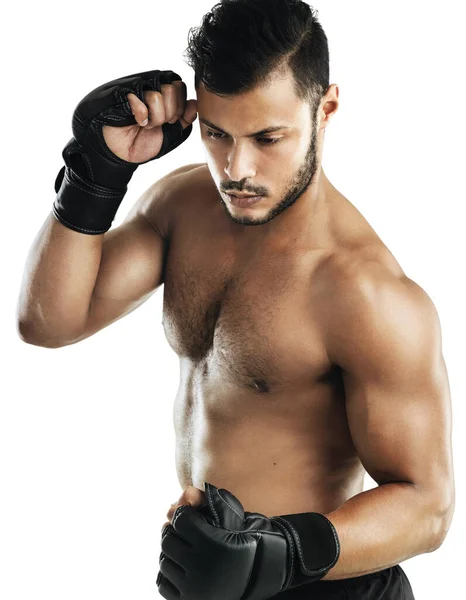 Hes Fighting Fit Studio Shot Fit Young Man Wearing Boxing — Stockfoto