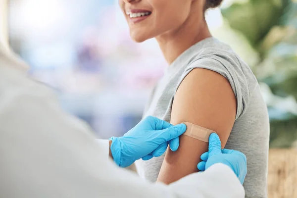 Band Aid Vaccine Injection Covid Global Virus Security Safety Wellness — 스톡 사진