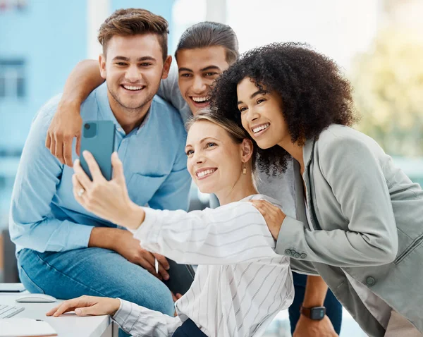 Selfie Teamwork Diversity Corporate Team Mission Vision Success Growth Innovation — Stok fotoğraf