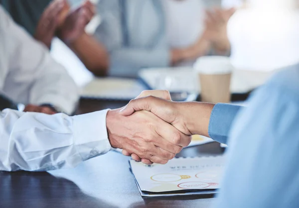 Businessman Shaking Hands His Partner Make Corporate Deal Meeting Office — Stok fotoğraf